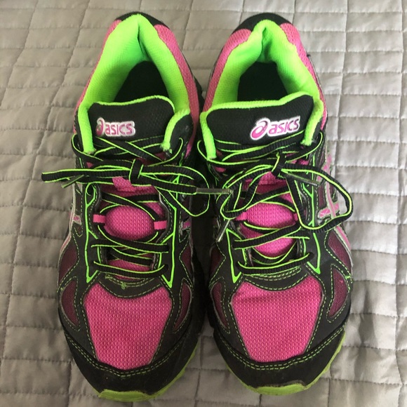 pink and green asics